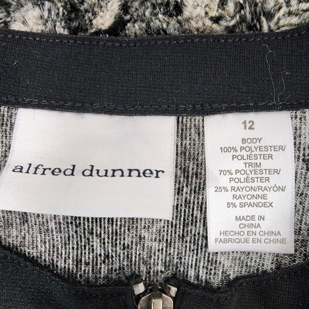 Alfred Dunner Womens Faux Fur Cardigan Sweater Full Zip Size 12 Black Abstract - Picture 9 of 11